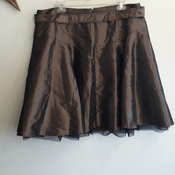 Bisou Bisou Plus Bronze Metallic Satin Skirt with Black Crinoline - Picture 2 of 7